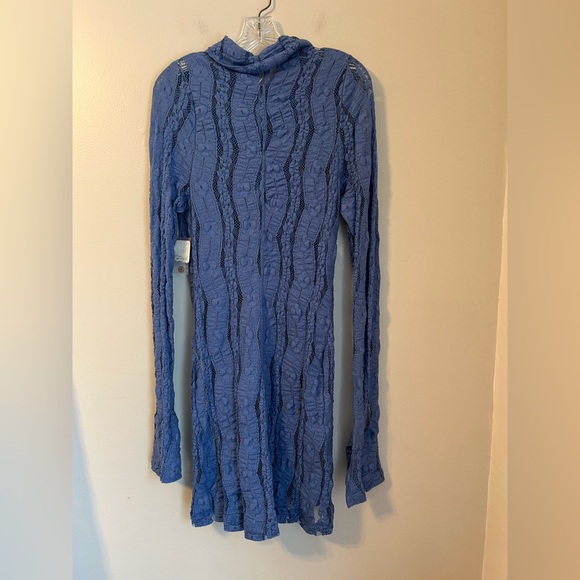 Free People Shayla Lace Mini Dress Women’s L BLUE * Missing Slip* Tunic Bohemian - Picture 4 of 12